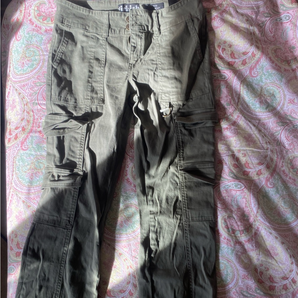 Womens Olive Cargo Boot Cut Pants